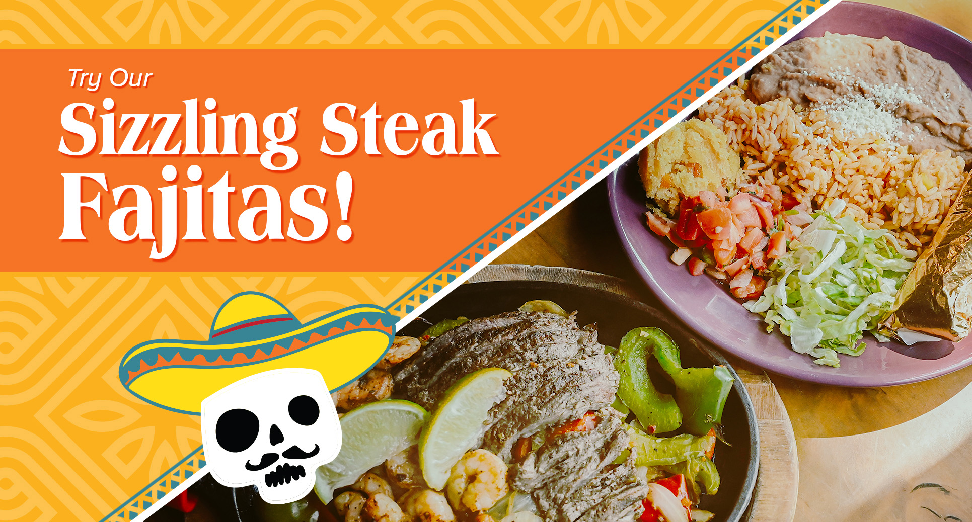 Sizzling Steak Fajitas at Que Pasa Cantina